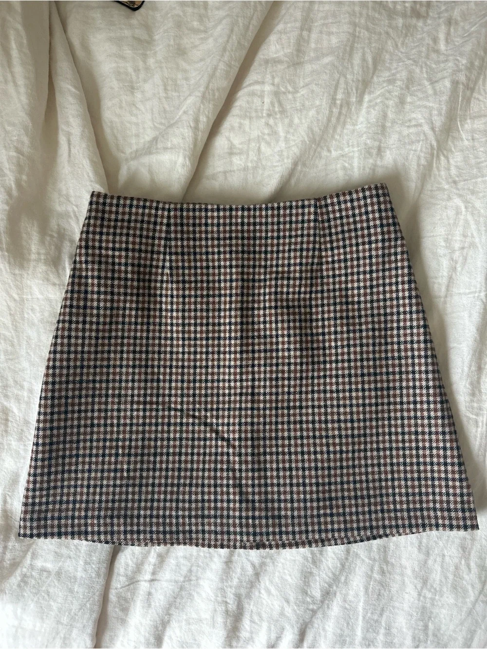 Astr Checked Mini Skirt in Brown, Black and Cream